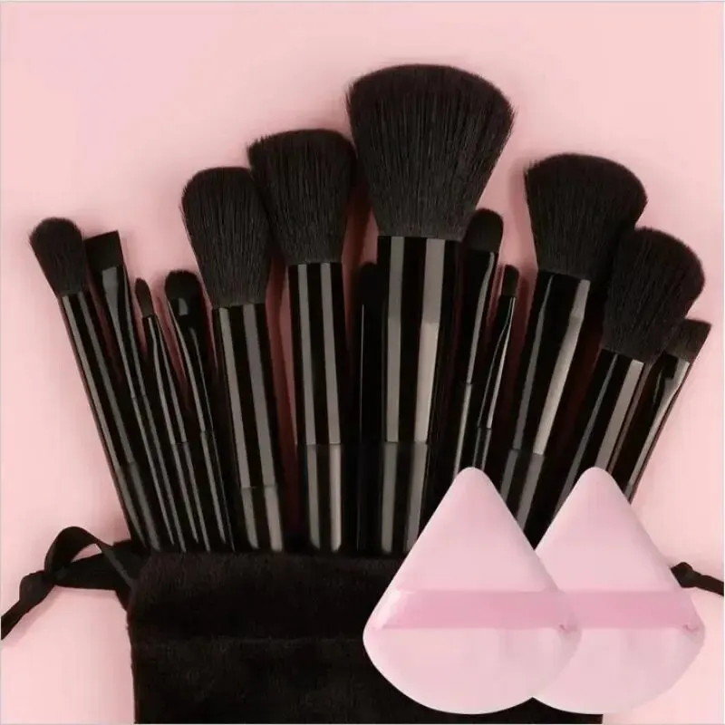 13-Make-up-Pinsel mit Tasche, schnell trocknend, ultraweich, Beauty Tools, tragbares Make-up-Pinsel-Set: Rot