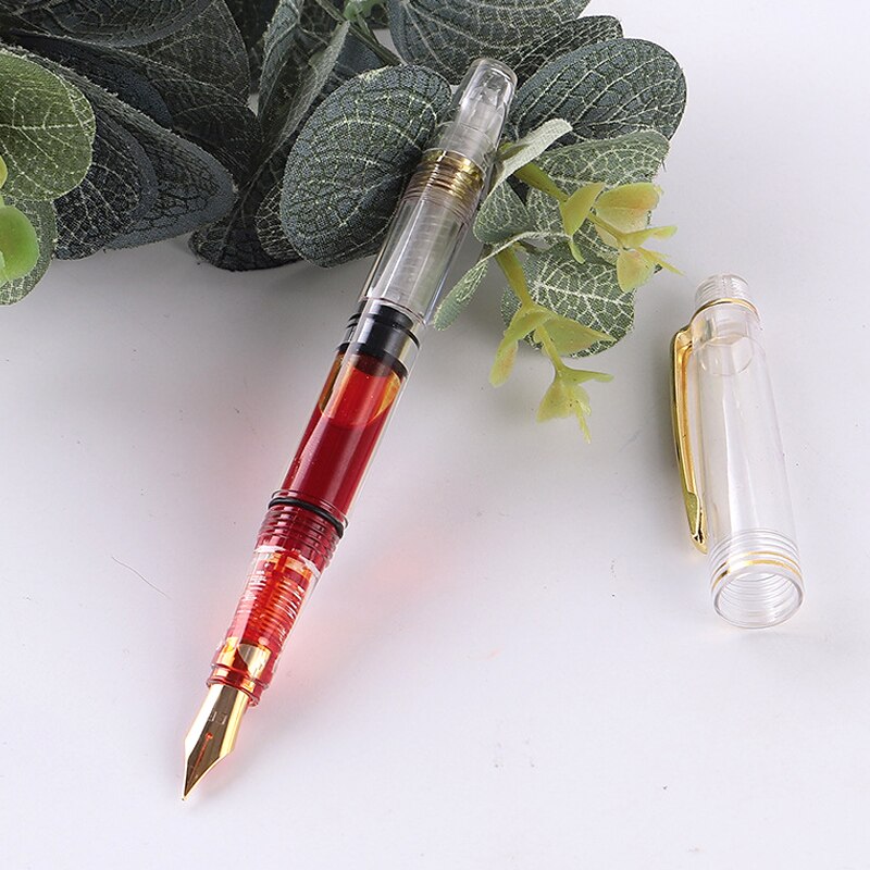 transparent Fountain Pen pen students Office stationery 0.5mm 0.38mm nib calligraph piston ink Pens