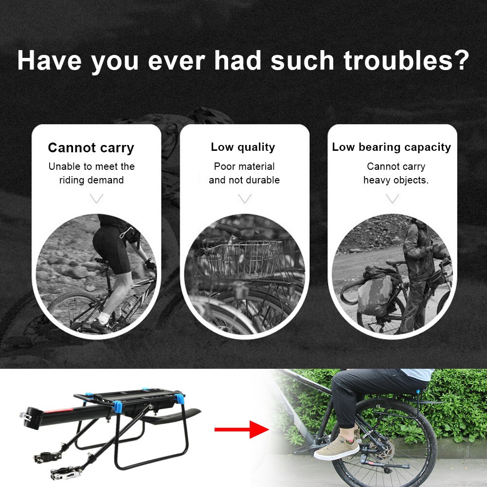 Mountain Bike Quick Release Bicycle Rear Rack Aluminum Alloy Rear Rack with Fender Mudguard Road Bike Carrier Holder Bike Shelf