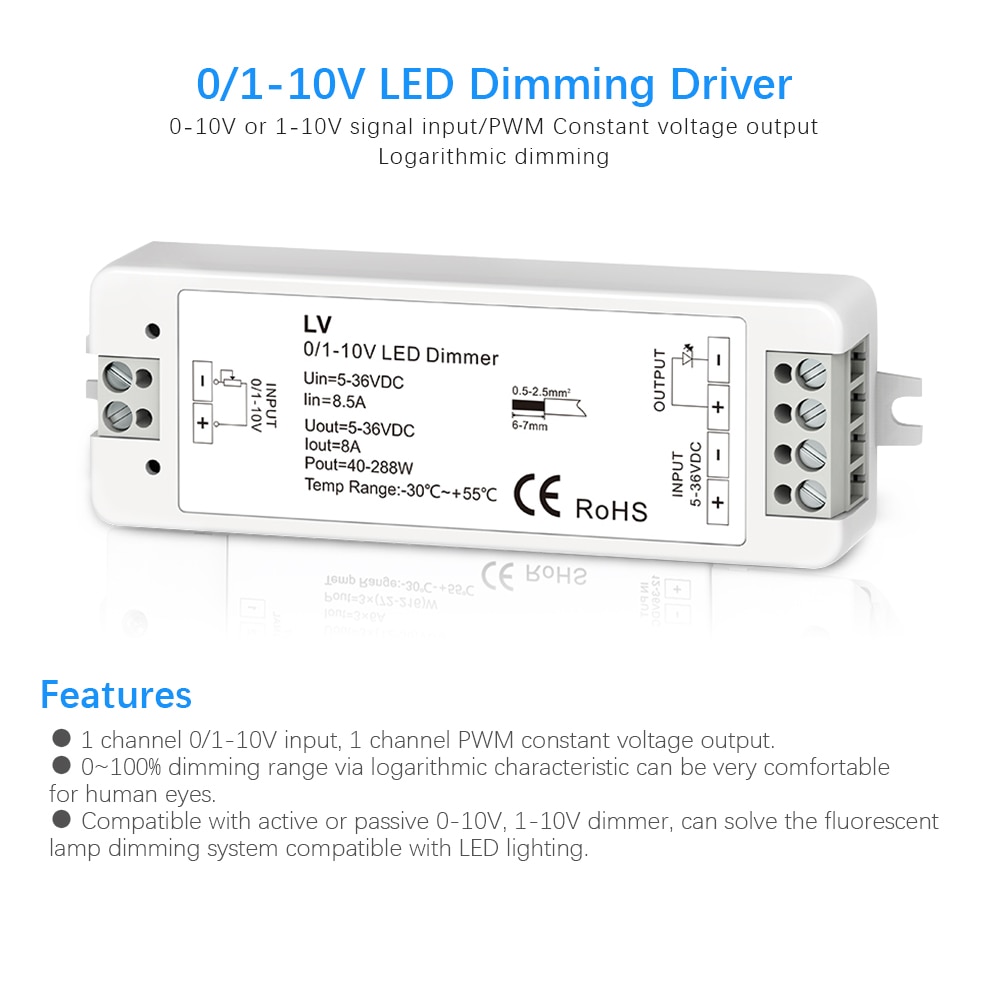 Mini 0/1-10v cv led himmennysohjain 1 kanava  dc 5v 12v 24v 36v pwm conatant jännitelähtö 8a 288w 1 kanava 0-10v himmennin lv