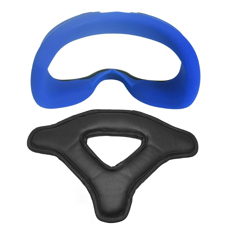 1Set Zachte Siliconen Masker Cover Met Headset Foam Bescherming Pad Voor Oculus Quest Vr Bril Headset Accessoires: Blue