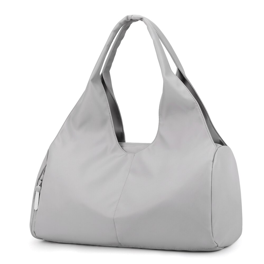 Nylon handväskor skuldra kvinnor resväskor weekend duffle bag vattentät multifunktionell stor organizer sportväska: Grå