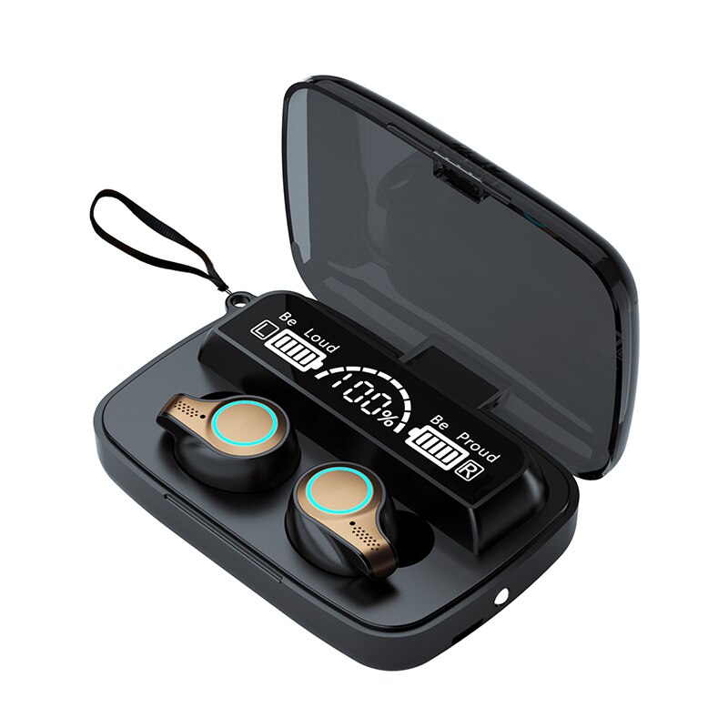 The TWS5.1 Bluetooth wireless headset LED Display Mirror Case Touch Motion Waterproof High Sound Earplug Headset: M18 MAX