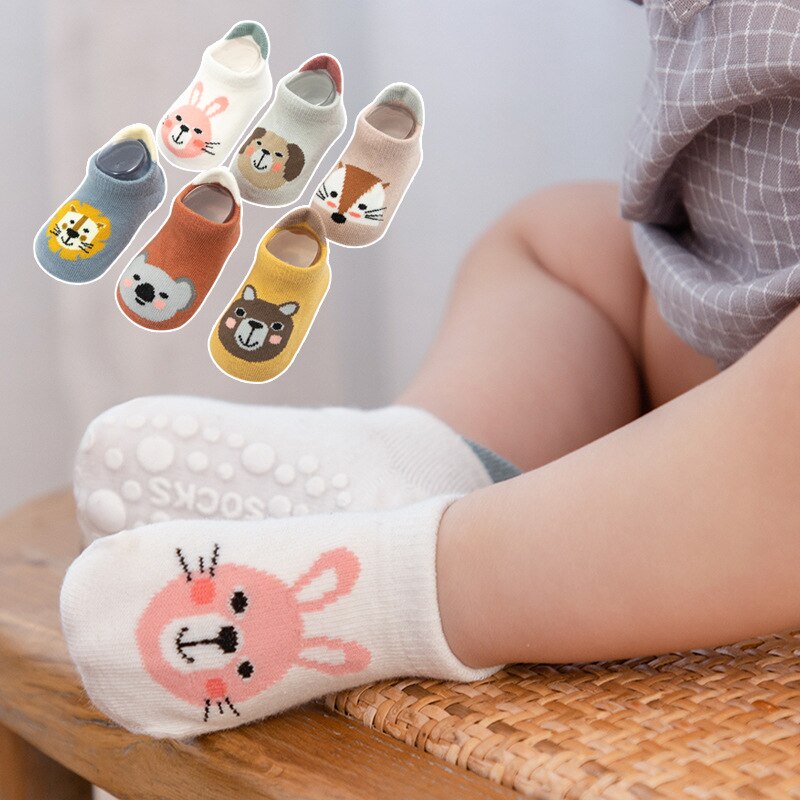 Calcetines antideslizantes para bebé, medias cortas con dibujos de animales, para primavera y verano