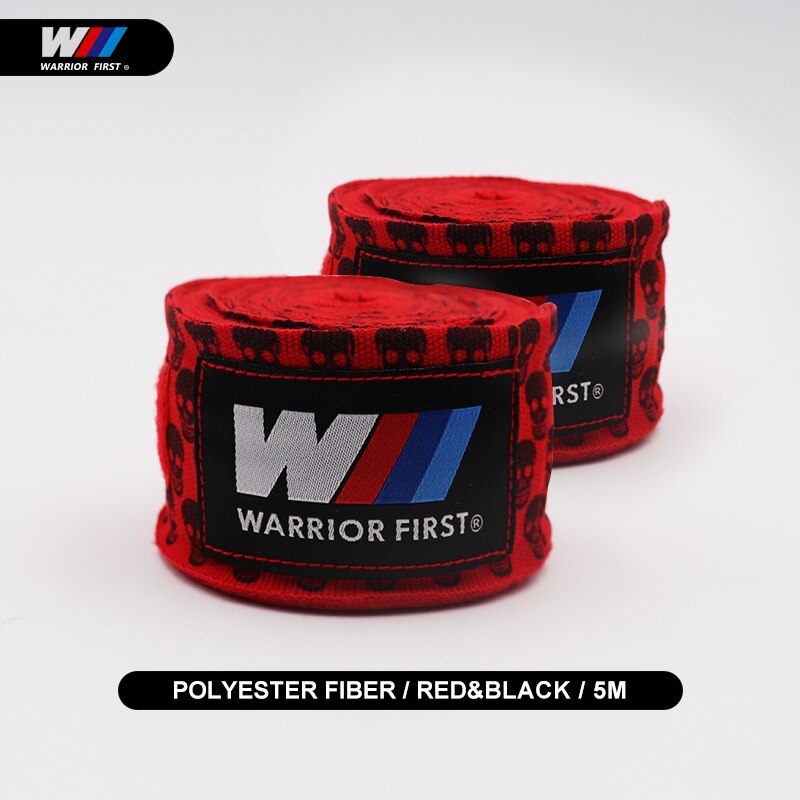 3m/5m Boxen Boxbandagen Schädel Bandage Stanzen Hand wickelt MuayThai MMA Boxen Schulungen Handschuhe Handgelenk Schützen Faust schlagen Handschuhe: 5M klein Schädel-rot2