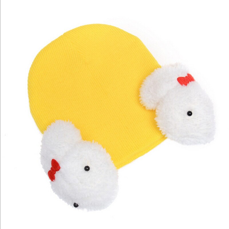 Kids Knitted Hats For Girls Cute Crochet 3D Rabbit Beanie Keep Warm Winter Hat Girl Chidren Baby Girl Cap Bonnet Bebe