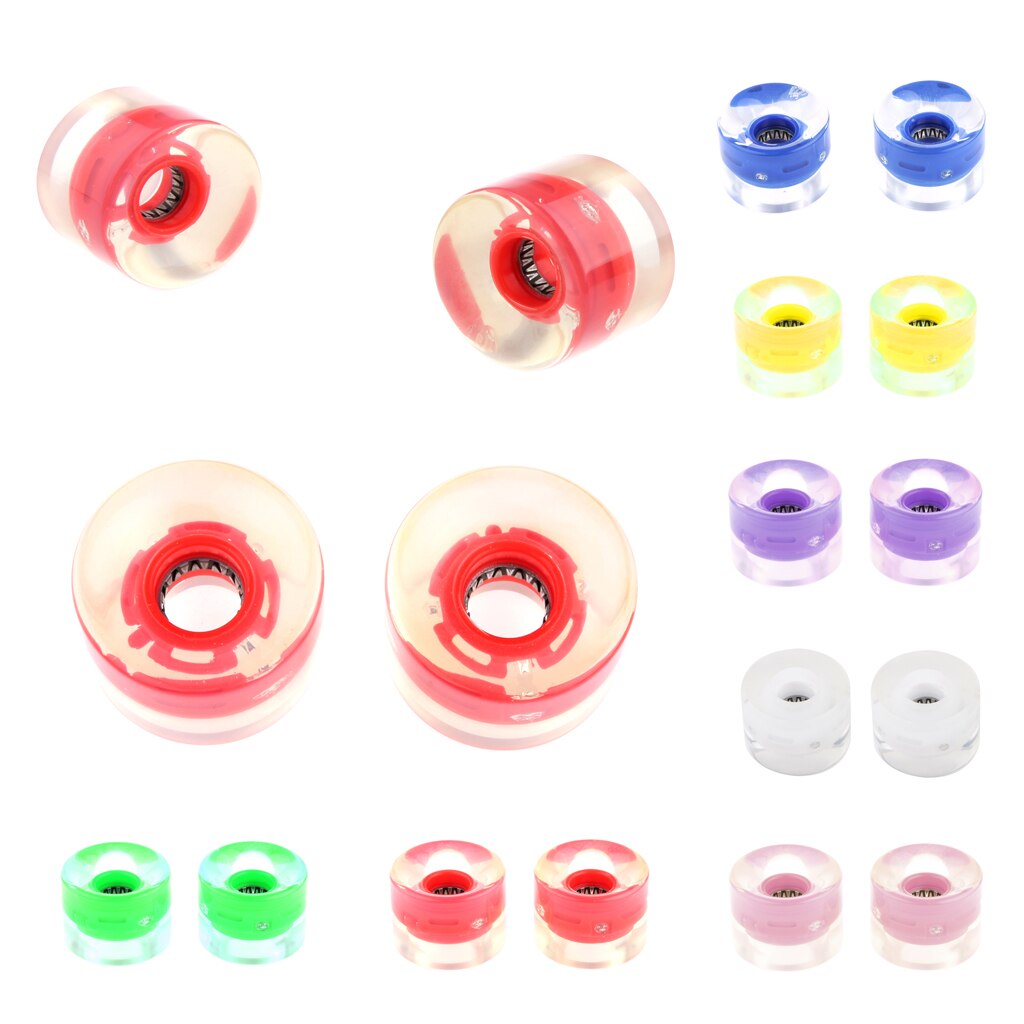 2Pcs 59mm Cool Smooth LED Light Skateboard Wheels Cruiser Longboard Roller