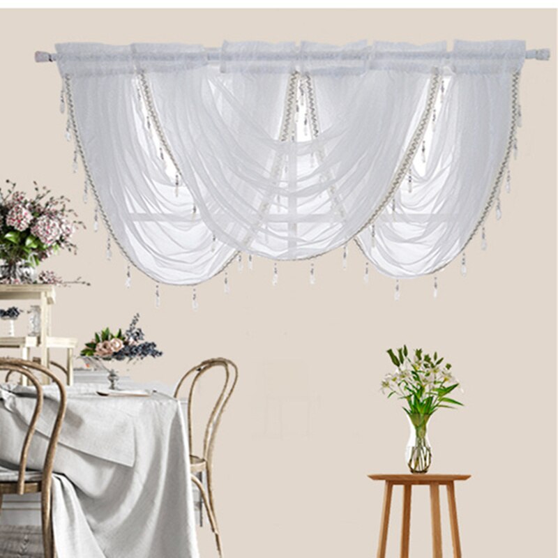 Curtain Finished Waterfall Curtain White Mesh Curtains Silver Screen Finished Curtain: 145x94