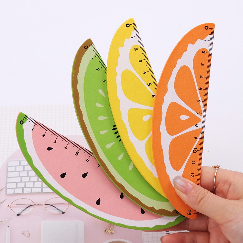 15cm Fruit Straight Ruler Wooden Kawaii Tools Stationery Drawing for Kids Office School Supplies