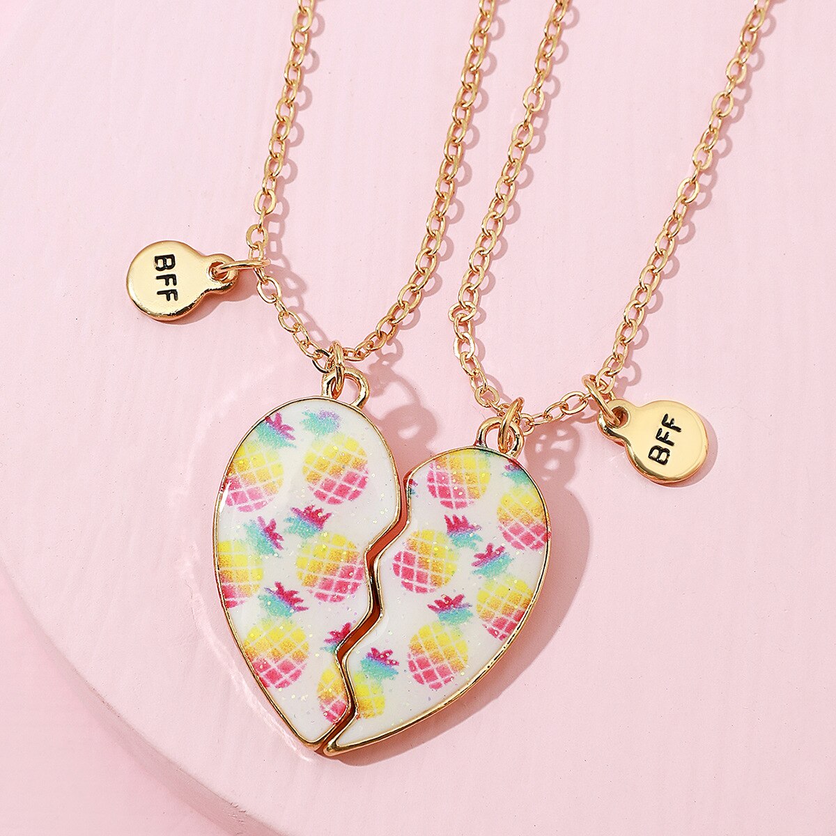 2PCS/Set Cartoon Cat Shape Pendant Chain Best Friends Necklace BFF Friendship Children's Jewelry for Girls: Style 14