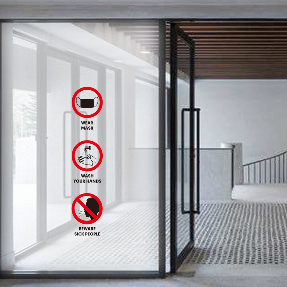 PVC Publicity Sticker Hand Wash Wear Mask Sign Windows Door Warning Decals For Body Door Window Wall Sticker