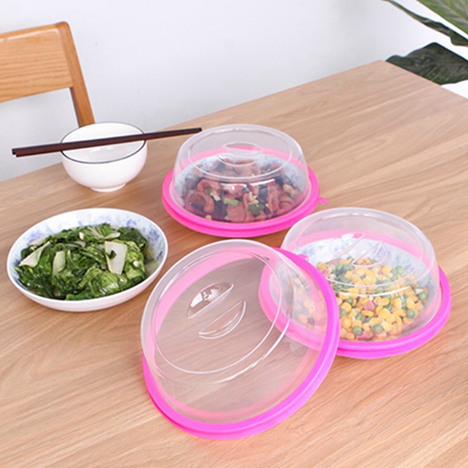 Microwave Food Cover Plate Vented Splatter Protector Clear Kitchen Lid Vent C Safe Vent Kitchen Foods Dust cover splash cover