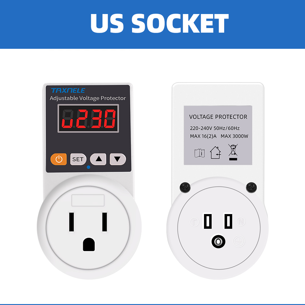 Automatic Voltage Protector Socket AC 220V Adjustable 16A Power Surge Protector EU Plug Socket Voltage Safe Refrigerator Protect: Type 11