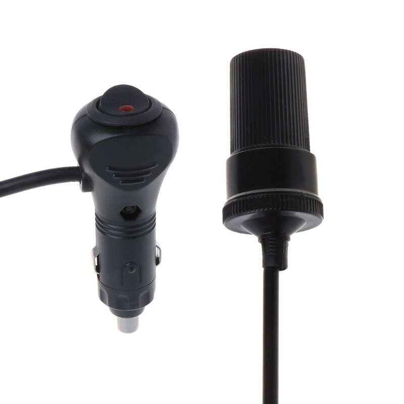 12V 24V Auto Sigarettenaansteker Adapte Kabel Stopcontact Met Aan-uit Schakelaar Knop #401