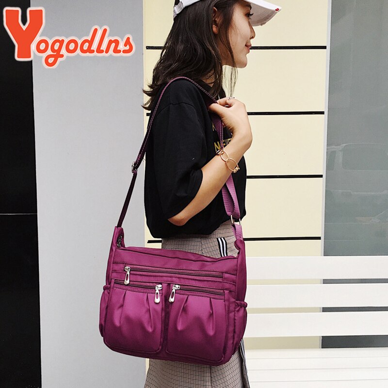 Yogodlns Nylon Shoulder Bag Women Waterproof Crossbody Bag Multi-pocket Handbag Large Capacity Messenger Bag Travel Oxford Bags