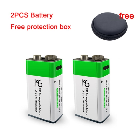 9V 650mAh li-ion Rechargeable battery Micro USB Batteries 9 v lithium for Multimeter Microphone Toy Remote Control KTV use: 2 PCS battery