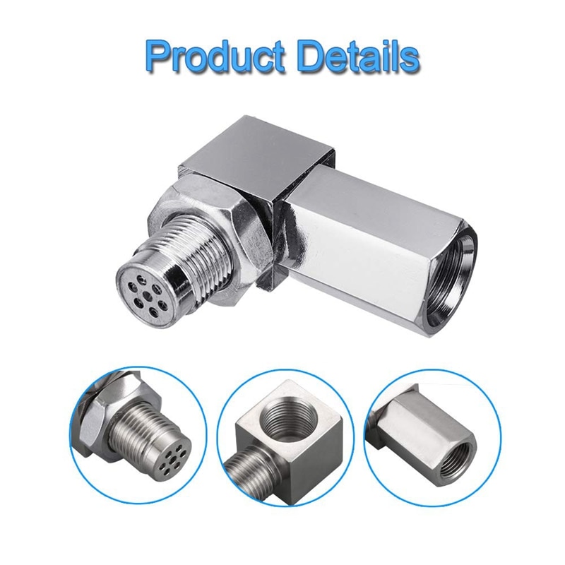 90 Degree CEL Check Engine Light Bungs Oxygen O2 Sensor Socket Real Mini Catalytic Converter 201 Stainless