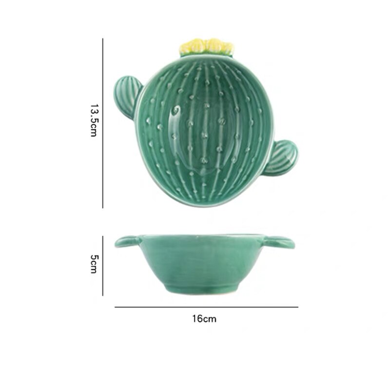 Vajilla de cerámica creativa de estilo nórdico, plato de cena con forma de Cactus y zanahoria, tazón de desayuno, plato de aperitivos para el hogar, plato de ensalada de fruta: Cactus B