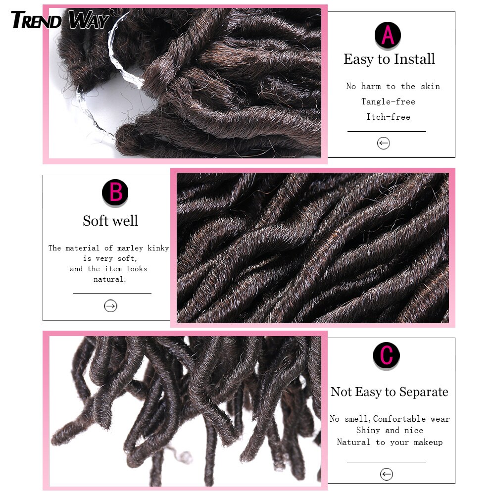 Twend Way Synthetic Curly Faux Locs Crochet Hair Dreadlocks Braiding Hair Heat Extensions 22Inch Long Soft For Black Women Black