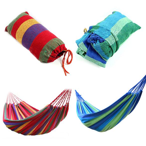 Draagbare Hangmat Outdoor Tuin Hangmat Sport Thuis Travel Camping Swing Dikke Canvas Streep Hangen Bed Hangmat Opknoping Stoel