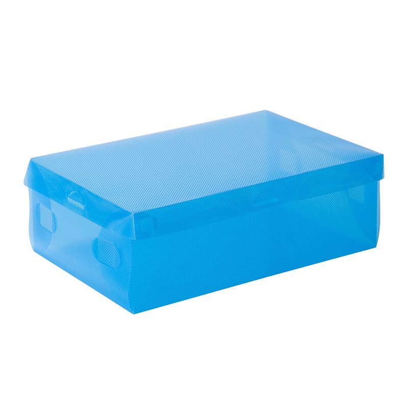 Caja de almacenamiento de zapatos de plástico transparente para mujer/niño, caja de cosméticos plegable, estante de zapatos de Color, caja de zapatos abatible, 5 uds.: Color azul