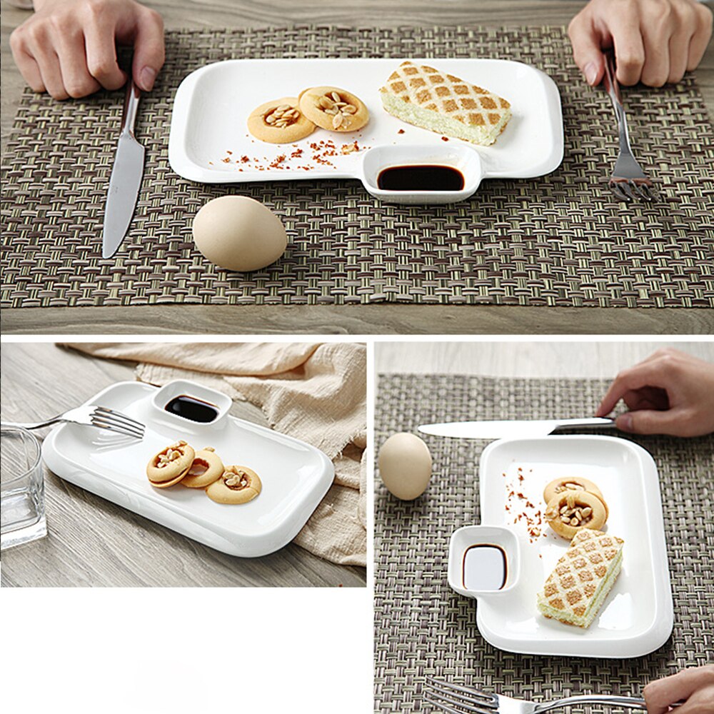 10"inch Ceramic Plate Diner Plates White Porcelain Dinnerware with Saucer Party Dishes Breakfast Dish Tableware