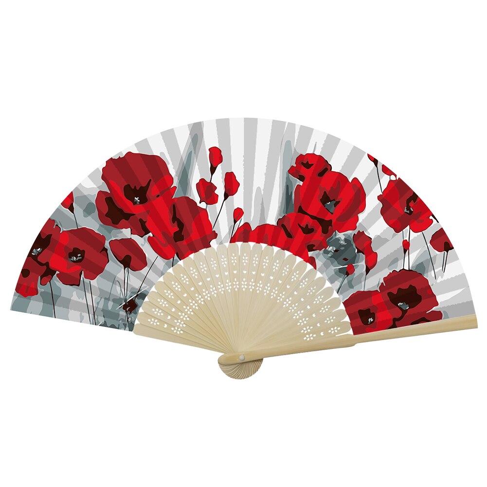 Handmade Oil Painting Ginkgo Leaf Folding Fan By Numbers DIY Painted Craft Home Decoration Digital Oil Painting Fan: D