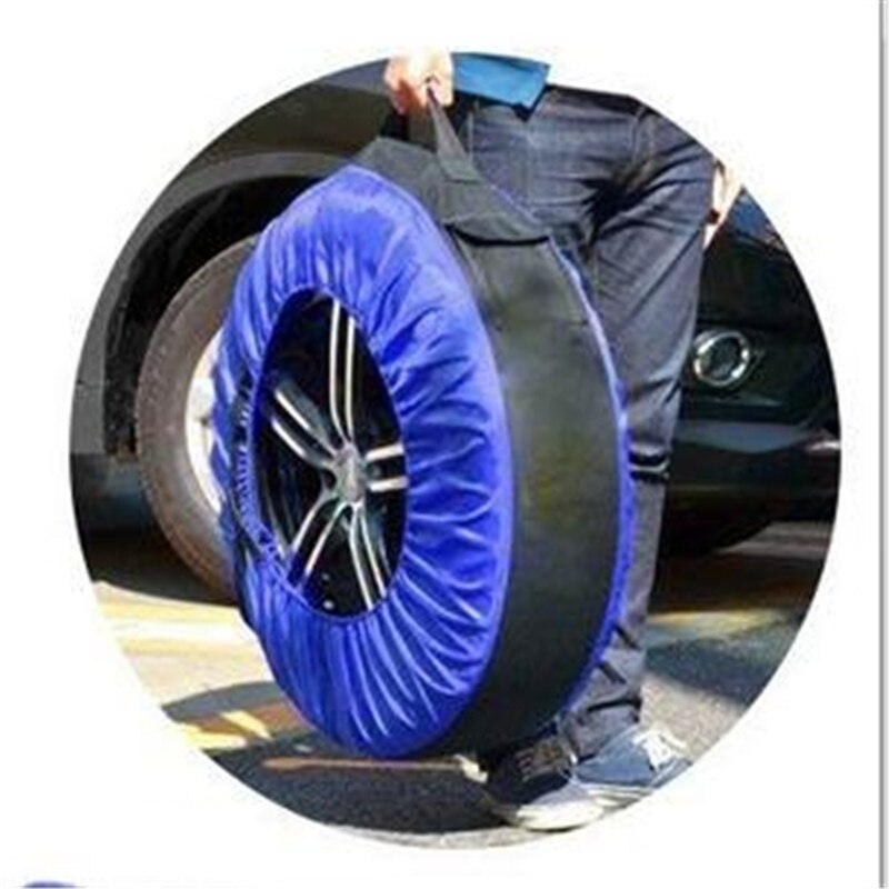 4 stks/partij Auto Verstelbare Tire Wheel Cover Voor Seizoensgebonden Waterdichte Bescherming Spare Banden Tyre Tote Accessoires Opbergtas: less 77cm Blue 4pcs