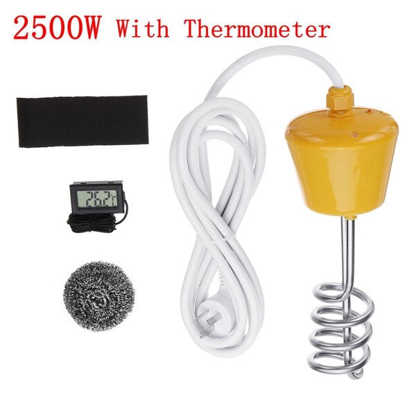 2000W/2500W Portable Suspension Electric Water Heater Element Boiler for Inflatable Pool Tub Travel Camping Travel: 2500W Thermometer