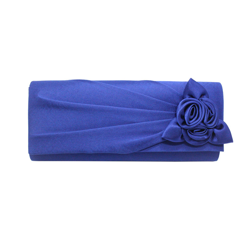 evening clutch bag lady woman rose flower pattern satin bridal evening bag for dating party shopping: Blue