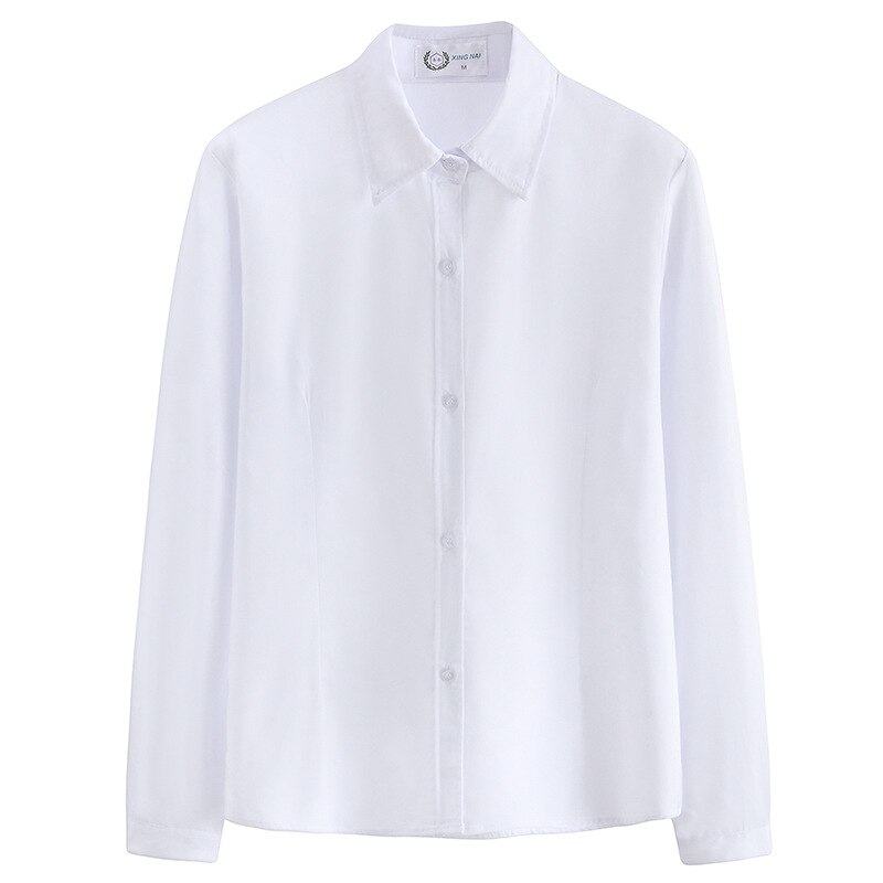 Japanse college-stijl puur overhemd vrouwelijk puntkraag uniform met lange mouwen student schooluniform klas uniform wit overhemd