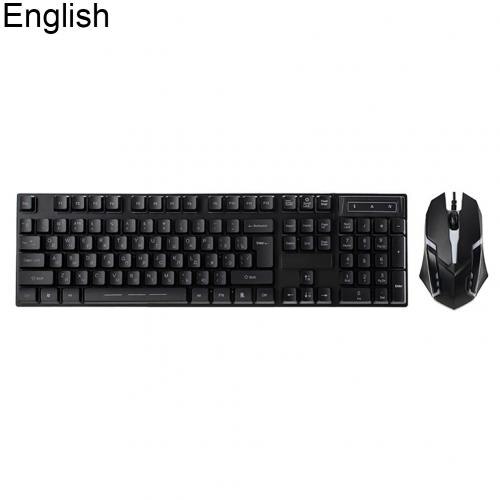 Russian Keyboard Mouse Set Wired Mechanical Gaming keyboard USB Gaming Mouse Backlight Gamer keyboard For PC Gamer Laptop: English