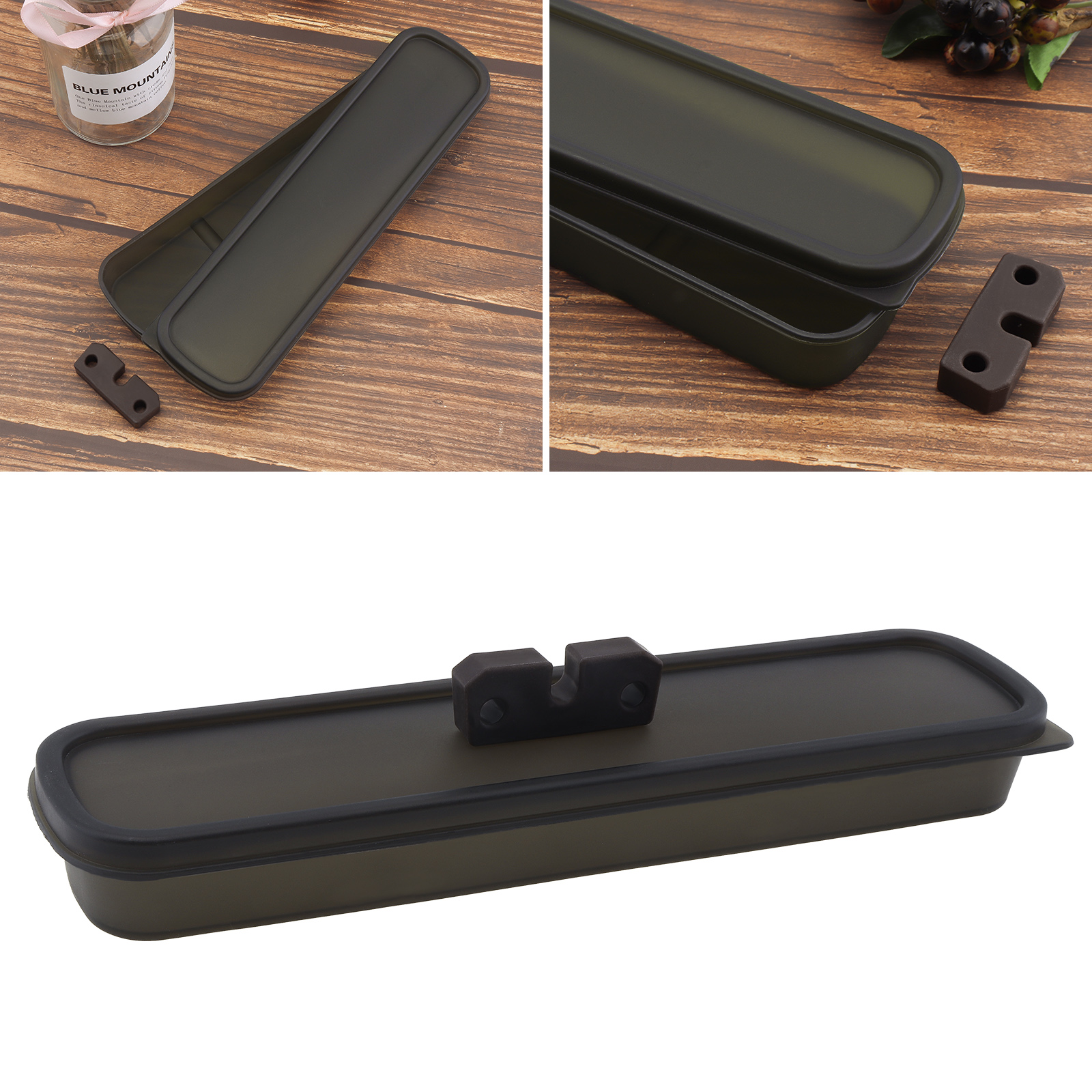 Wiederverwendbare tragbare PP-Geschirr-Aufbewahrungsbox mit Silikon-Pad, universeller schwarzer Besteck-Organizer