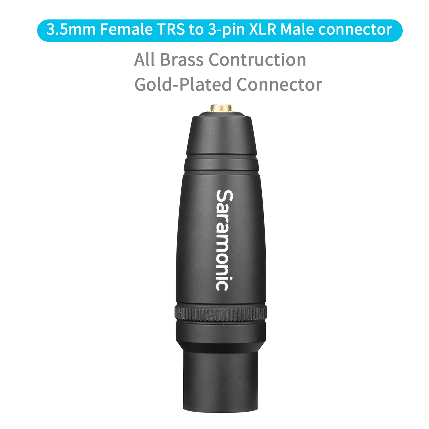 Saramonic C-XLR 3.5mm Female TRS to XLR Male Microphone Audio Adapter on Video Cinema Cameras Audio Recorders