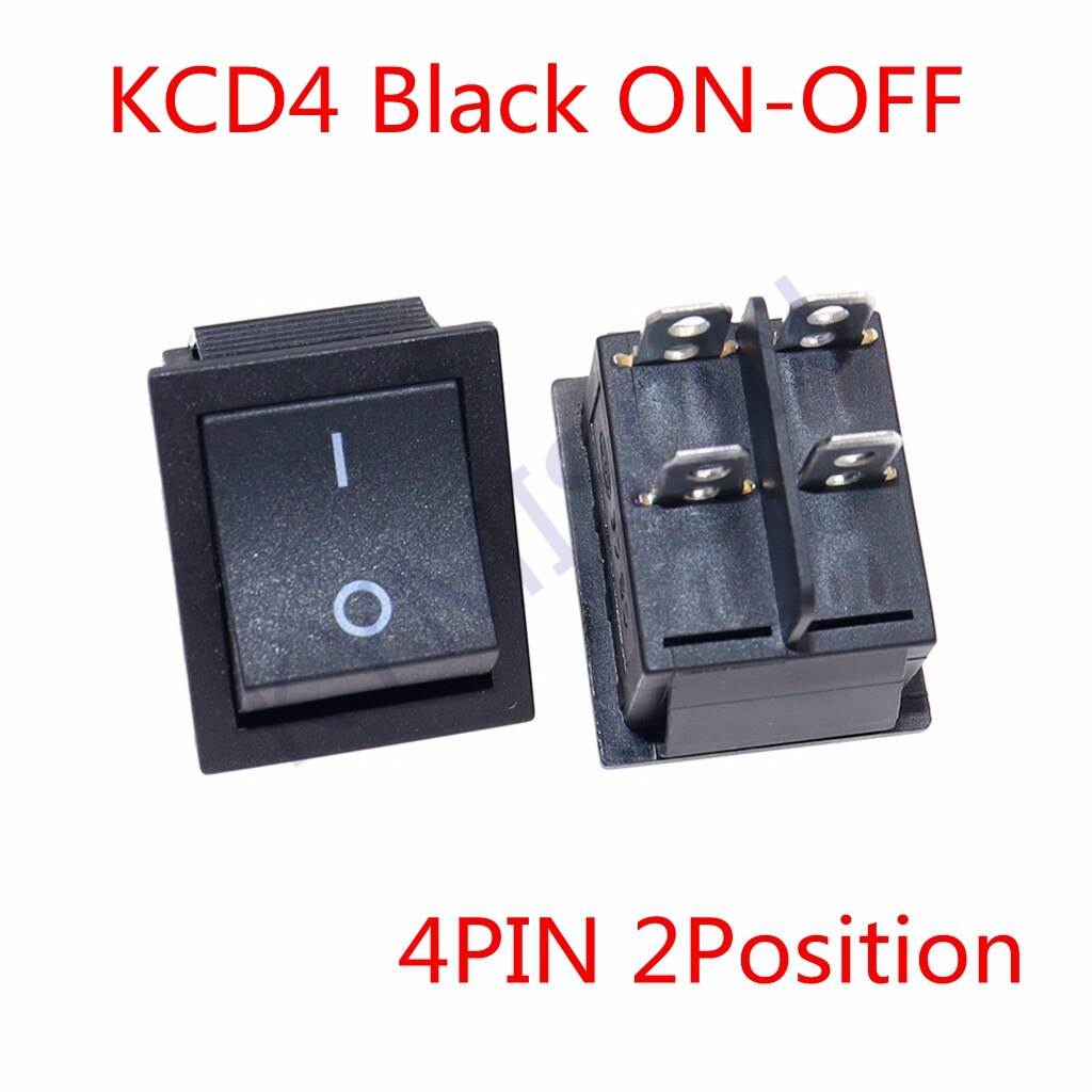10PCS KCD4 Rocker Switch ON-OFF 2 Position 4 pin / 6 pin Electrical equipment With Light Power Switch 16A 250VAC/ 20A 125VAC: Black 4 Pin