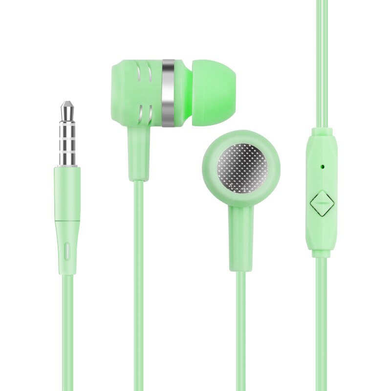 In-ear Earphone Wired Headset with Mic 3.5mm Jack Aux Wired Headphone for Cell Phone MP3 MP4: Green