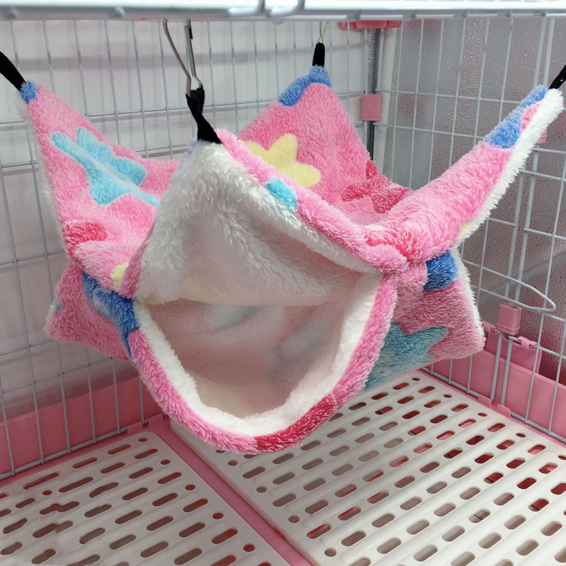 Cage cachette pour Hamster, polaire imprimée, cochon d'inde, planeur de sucre, lit de couchage, rongeur, hamac, Rat, petite maison, fournitures pour animaux