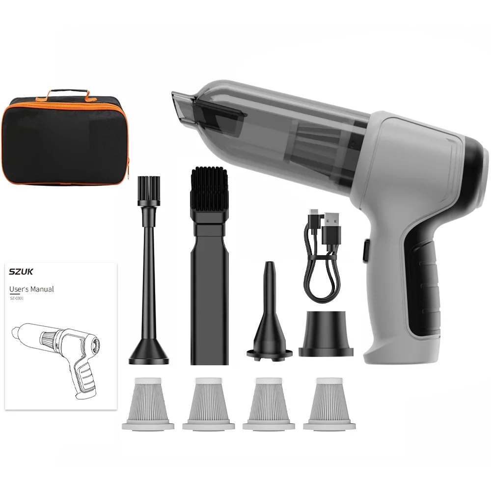 SZUK Auto Vacuüm Cieaner 638000Pa Draadloze Mini Handheld Reinigingsmachine Krachtige Draagbare Blower Stofzuiger voor Auto Thuis Draadloze stofzuiger Mini Handheld stofzuiger Stofzuiger voor auto en huis: Blauw