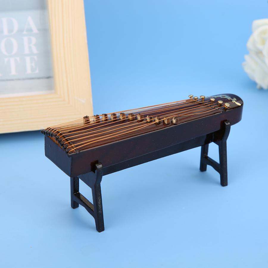 Miniature Guzheng Model Replica with Stand and Case Mini Zither Mini Musical Instrument Ornaments Chinese Traditional