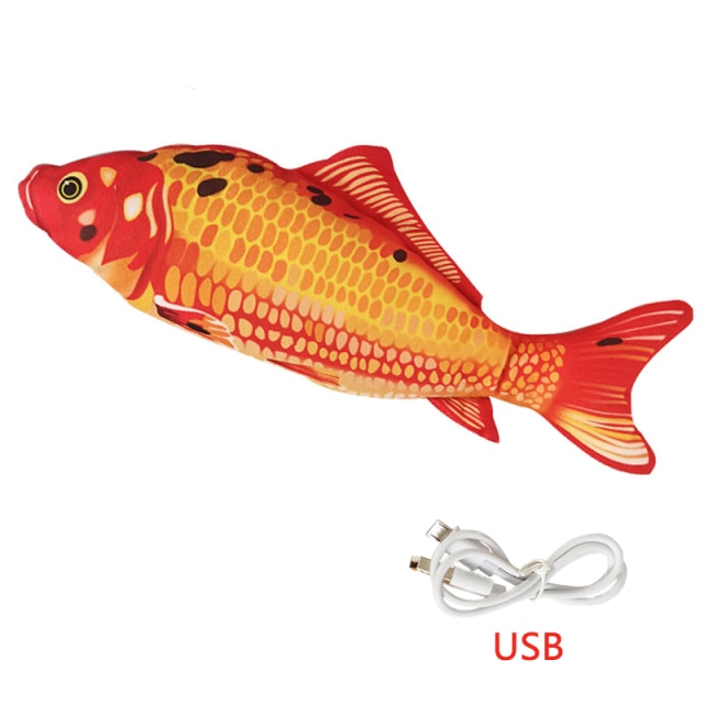 Pet Soft Electronic Fish Shape Cat Toy Electric USB Charging Simulation Fish Toys Funny Cat Chewing Playing Supplies Dropshiping: Red carp