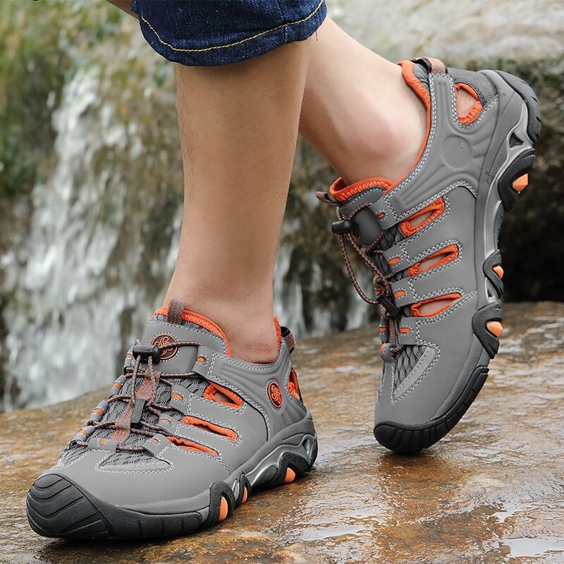 Men Mesh Aqua Shoes Outdoor Non-slip Durable Trekking Upstream Shoes Male Cool Hiking Wading Water Sports Sneakers