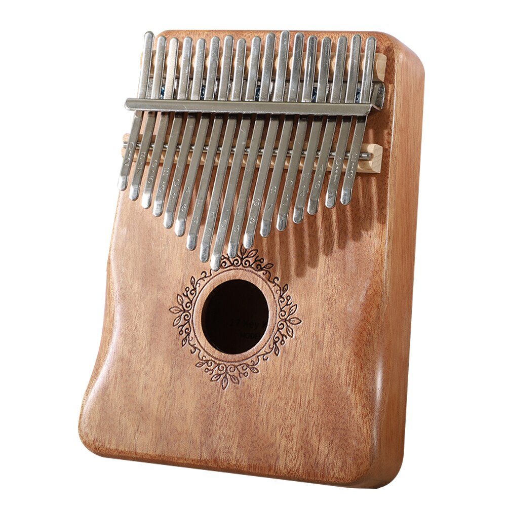 17 Keys Wooden Kalimba Mahogany Thumb Finger Piano Mbira with Tuning Hammer Sticker for Beginner Percussion Musical Instrument: Yellow