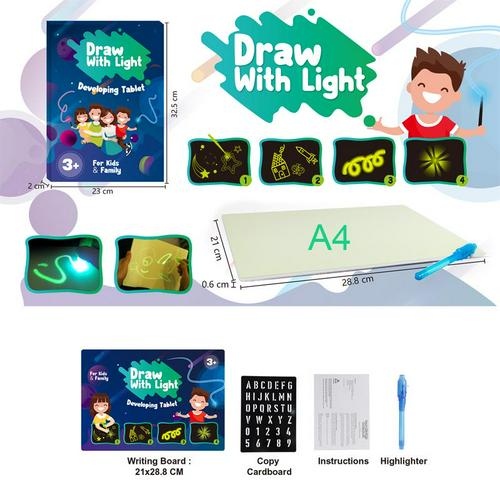 Magische Tekening Speelgoed Light Writing Pad Kids Kind Tekenen Schilderen Board Educatief Fun Tekening Speelgoed: A4