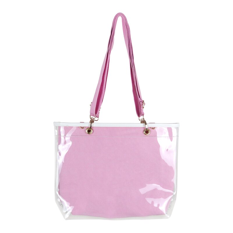 Double Sided Itabag Transparent Jelly Bags For Women Girls Clear PVC ita bag shoulder Itabag handbag Large capacity H211: pink