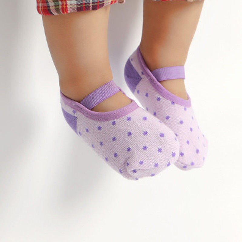 1PCS Baby Socks Anti Skid Slip Grip Sock Cute Anti-slip socks for Toddlers Socks: Purple