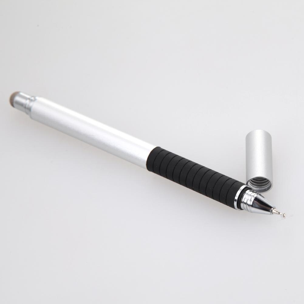 2 in 1 Mutilfuction Fine Point Round Thin Tip Touch Pen Capacitive Stylus Pen for iPad iPhone All Mobile Phones Tablet: Silver