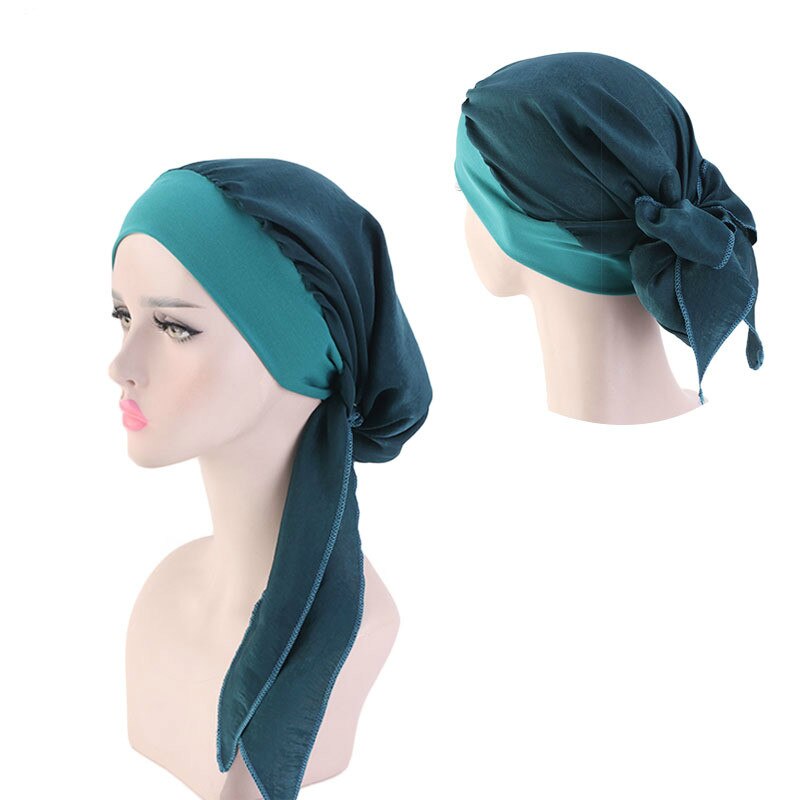 Elastische Haarband Hoofddoek Hoed Zijde Imitatie Vrouwen Tulband Hoed Mode Moslim Tulband Hijab Hoeden Indiase Cap Wrap Cap 12 kleur