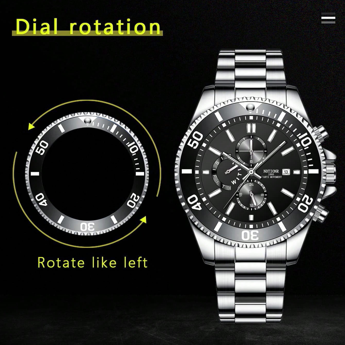 Luxus Herren Business Uhren Männer Silber Quarzuhr Männliche Leuchtende Uhr