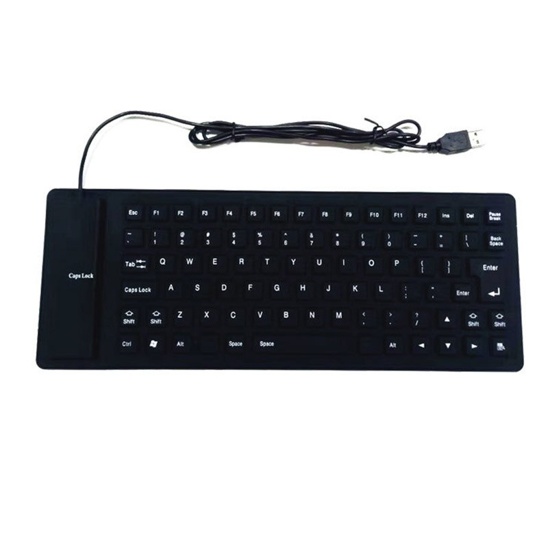 85- toetsen opvouwbaar usb mini-mute toetsenbord waterdicht siliconen draagbaar bedraad engels toetsenbord voor laptop pc buiten kantoorwerk: Zwart