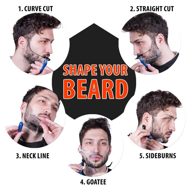 Men Beard Shaping Styling Template Comb Transparent Men Beards Combs Beauty Tool For Hair Beard Trim Templates TXTB1